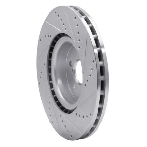 Subaru BRZ Brake Rotor (1) - Front Left - R1 Concepts - Drilled & Slotted - Silver - `03-`25